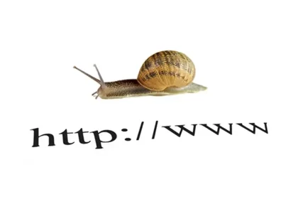 Un escargot avançant sur une URL symbolisant la lenteur d'un site web