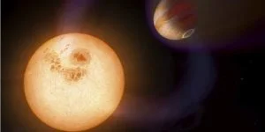 Vue d'artiste d'une exoplanète découverte par le télescope Hubble.