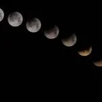 Les différentes phases d'une éclipse lunaire totale.