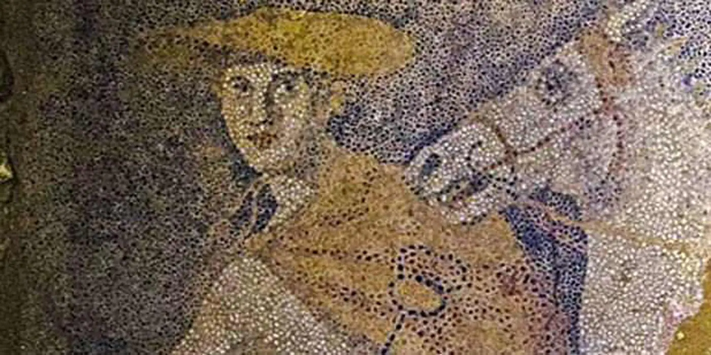 Mosaïque, représentant le dieu Hermès, retrouvée à Amphipolis.