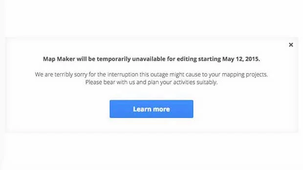 L'outil Google Map Maker suspendu dès aujourd'hui