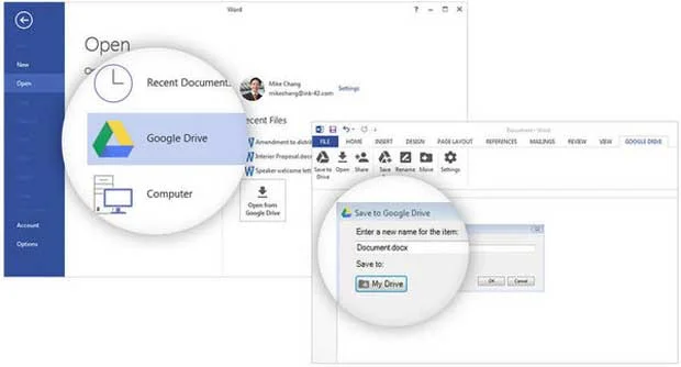 Office pour Windows : un plug-in pour accéder directement à Google Drive