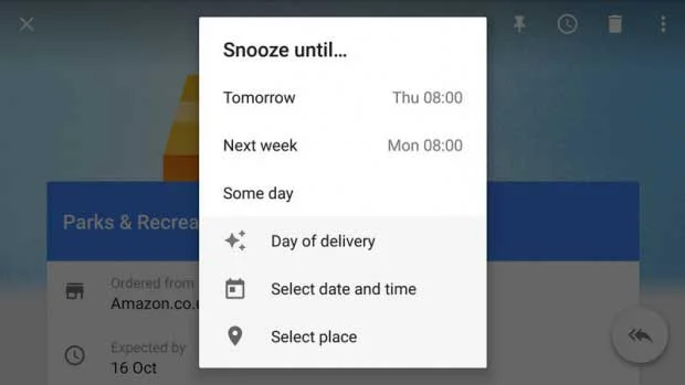 Inbox By Gmail : Snooze permet de livrer un rappel au bon moment