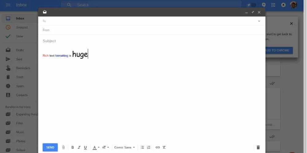 Le formatage de texte enrichi vient d'être ajouté à Inbox by Gmail