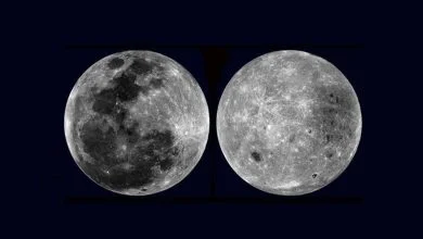 Image des deux faces de la Lune : à gauche celle qui est visible depuis la Terre ; à droite celle qui est cachée à nos yeux - NASA