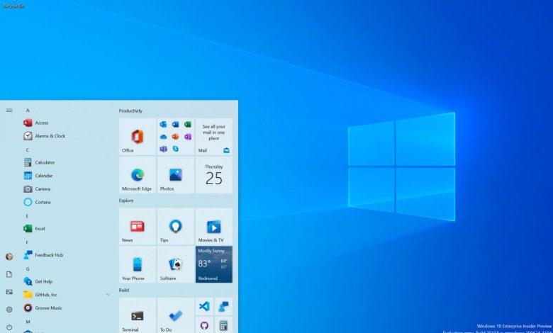 Microsoft : nouveau menu Windows 10