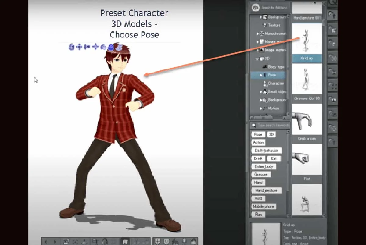 Clip Studio Paint : Preset Character 3D Models