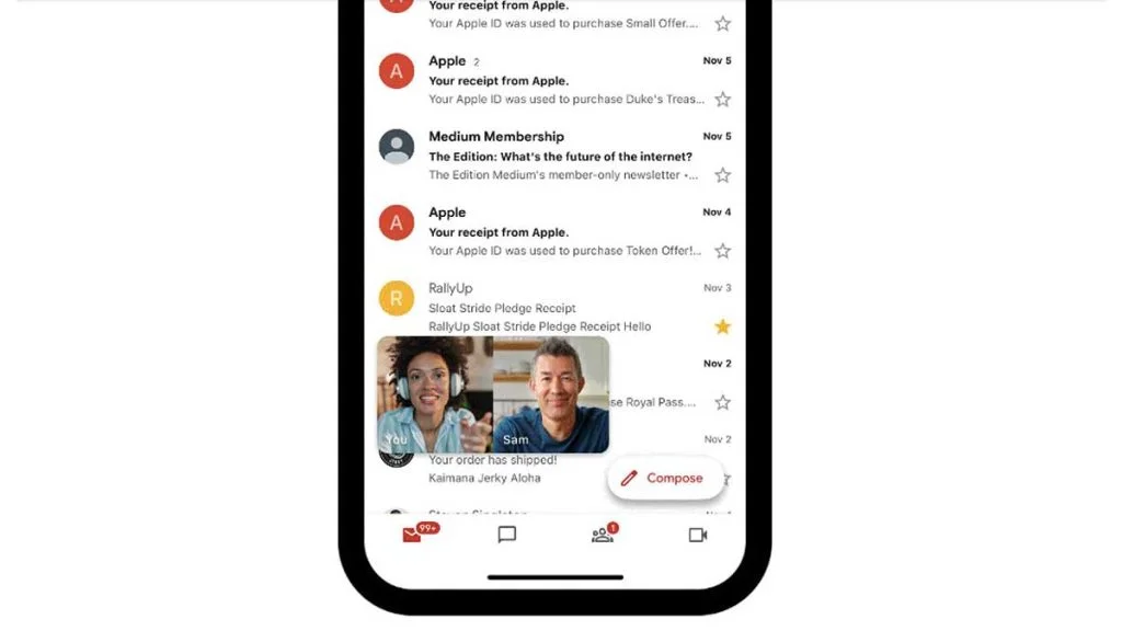 Nouvelle fenêtre PiP de Google Meet sur iOS.