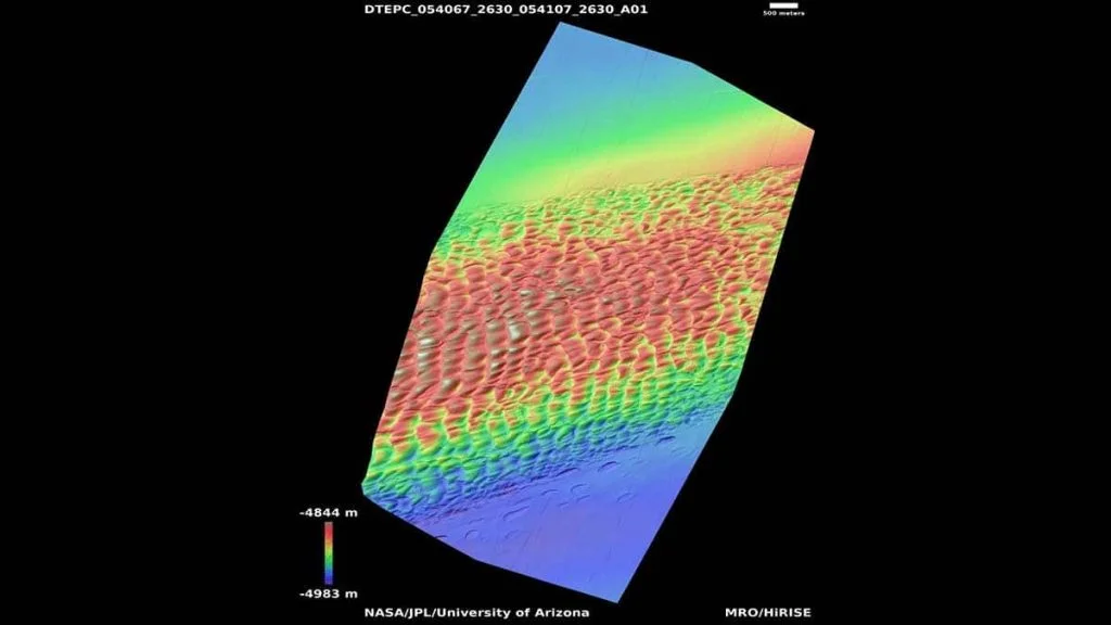 Données acquises par l'instrument HiRISE du MRO.