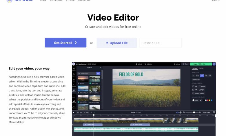Kapwing Video Editor est un simple éditeur vidéo en ligne.