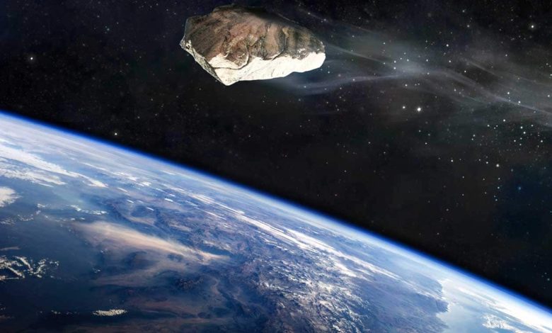 Illustration d'un astéroïde s'approchant de la Terre