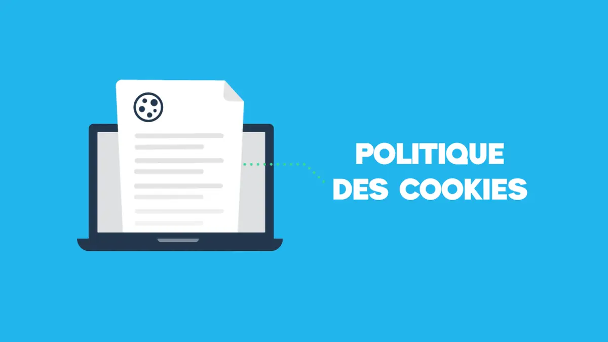 Illustration de la politique des cookies avec un document et un ordinateur portable.