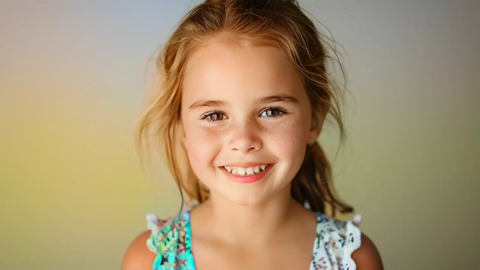 Portrait en couleur d'une jeune fille, restauré et recolorisé avec FlexClip AI Photo Colorizer.