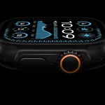 Gros plan de l'Apple Watch Ultra 2 avec écran et bouton Digital Crown