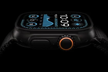 Gros plan de l'Apple Watch Ultra 2 avec écran et bouton Digital Crown