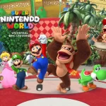 Personnages de Nintendo, dont Mario et Donkey Kong, dans l'univers de Super Nintendo World à Universal Epic Universe