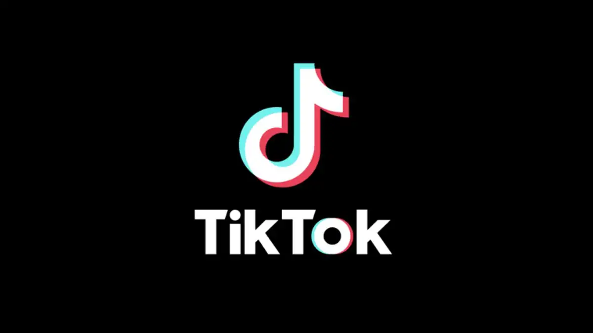 Logo officiel de l'application TikTok sur fond noir.