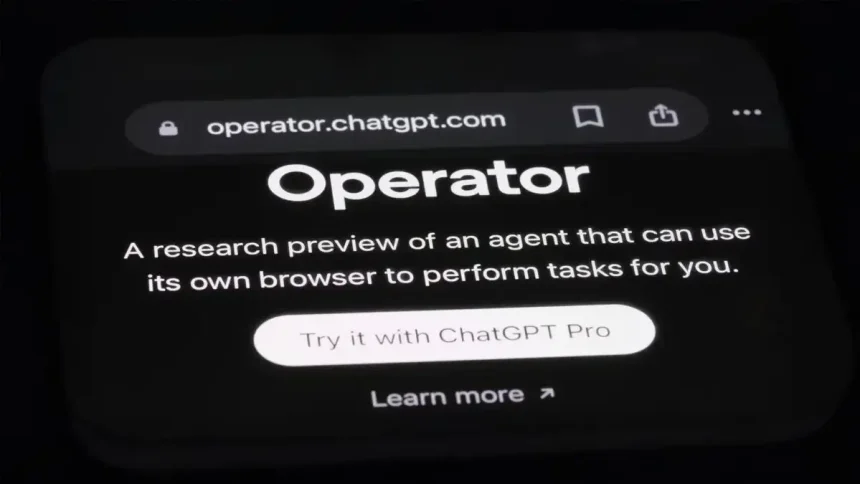 Interface ChatGPT Operator : Agent IA autonome avec navigateur web intégré